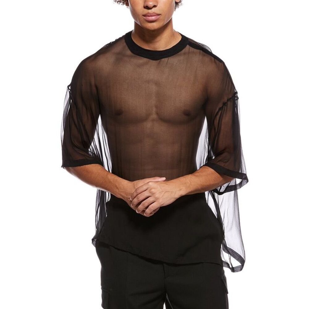 Valentino Mens Silk Mesh T-Shirt, Black